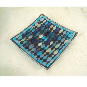 <b>Red</b> Color Mosaic Finished Glass Taper Plate Round Shape Taper <b>Candle</b> Holder Plate For Home Dining Table Party Decorative - Product Image 4