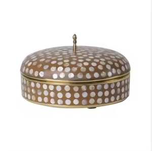 <b>Brown</b> Silver Inlay Stainless Steel Hotpot Casserole with Floral Mother of Pearl Design Elegant Food Warmer for Banquet and Home - Product Image 4