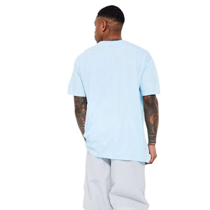 Camiseta Extra Grande Azul Claro Personalizada para Hombre, Algodón Grueso, Estilo Urbano, Hombros Caídos, Corte Holgado, Informal, para Verano - Product Image 4