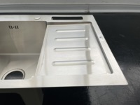 Évier de cuisine double cuve encastré en acier inoxydable 304 de haute qualité, fait main, 820x450x215mm, avec siphon, carré, Vietnam