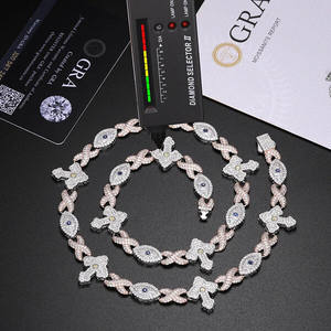 Unisex luxury Moissanite VVS1 Necklace Chain 925 <b>Silver</b> For Women Iced Out Chain Link Necklace Fine Hip Hop Jewelry - Product Image 3