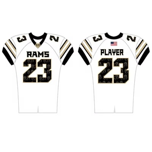 Venta caliente Camiseta de fútbol americano Logotipo personalizado Calidad superior Material de malla transpirable Conjunto corto Uniforme impreso - Product Image 1