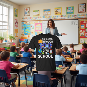 Maglietta '100 Giorni più Intelligente' per la Scuola - Prodotto Promozionale per Superare 100 Giorni di Studio - Product Image 3