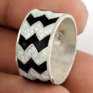 Bague en émail coloré solide 925 en argent Sterling bande de proposition de mariage en gros bijoux faits à la main prix usine bijoux élégants - Product Image 1
