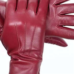 Gants d'hiver en cuir véritable de luxe pour femmes gants de conduite à écran tactile doux et chauds Style de mode élégant - Product Image 3