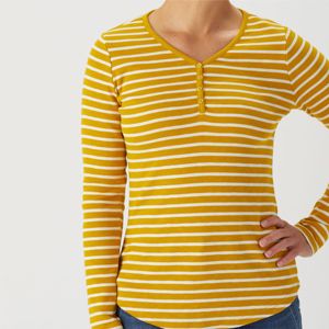 เสื้อเชิ้ตเฮนลี่ย์ผ้าฝ้ายลายทางของผู้หญิงนุ่มใส่สบายเหมาะสำหรับสวมใส่ในชีวิตประจำวันแบบลำลองในทุกฤดูกาล - Product Image 6