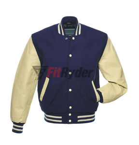 เสื้อแจ็คเก็ตวาร์ซิตี้แบบสั่งทำสำหรับผู้ชาย ตัวเสื้อทำจากผ้าขนสัตว์ แขนเสื้อทำจากหนังเทียม สไตล์สตรีทแฟชั่น ปักลายเชนิลล์สำหรับฤดูหนาว - Product Image 3