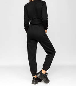 Venta al por mayor Anti-Shrink Cotton Women's Chándal Set Custom Logo Crop Top Venta caliente Impreso Ropa de invierno - Product Image 6