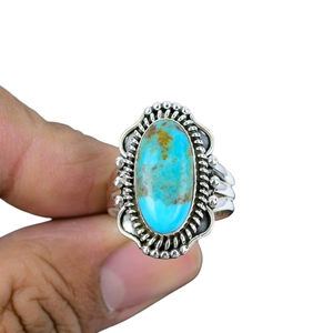Jewelry For Women <b>Silver</b> <b>Boho</b> Style <b>Ring</b> Jewelry 925 Sterling <b>Silver</b> Turquoise Gemstone Trending Handmade <b>Ring</b> Gift For Love - Product Image 1