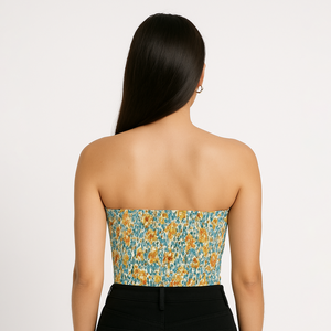 Vêtements pour femmes Summer Casual Floral Print off Shoulder Sleeveless Corset <span class=keywords><strong>Top</strong></span> Slim Fit Women's Short Tank Tops for Vacation - Product Image 2