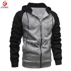 เสื้อมีฮู้ดแบบซิปคู่สำหรับผู้ชายเสื้อครอปแบบซิปรูดซิปหน้าทำจากผ้าฝ้าย - Product Image 4