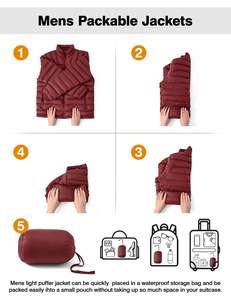 Chaqueta de invierno acolchada de lona ligera para hombre, cuello levantado, impermeable, transpirable, a prueba de viento, aislada para viajes, senderismo - Product Image 4