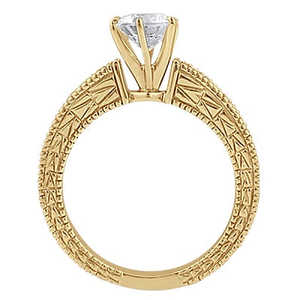 Anillo de Compromiso de Oro Amarillo de 14k con Diamantes y Rubíes Antiguos de 0.75ct - Estilo Vintage Elegante - Product Image 2