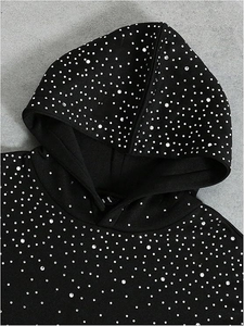 Sweat à capuche pour homme en coton 100% avec logo brodé sur le devant, patch personnalisé, mélange de strass, doublure lavée, hiver - Product Image 3