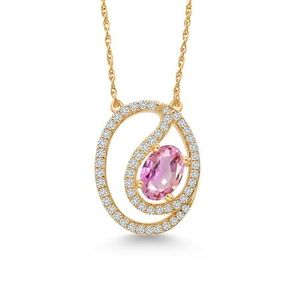 Collar con Colgante de Diamante Rosa VVS Cultivado en Laboratorio, Forma Ovalada Clásica, Chapado en Oro Rosa de 12k, Cadena Cubana, Estilo Hip Hop, Regalo para Mujer - Product Image 1