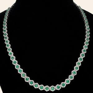 Emerald Zircon Choker Necklace Gold Plated 925 Sterling Silver Natural Tennis Necklace Hexagon Cut Emerald Jewelry OEM - Product Image 1