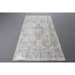 พรมวินเทจสไตล์ตุรกี ขนาด 3.8x6.9 ฟุต สีเทา-ดำ พรมขนสัตว์โมร็อกโก - Product Image 1