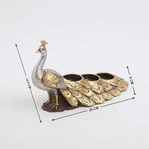 Handmade Gold Plated 3 Arm Peacock <b>Tea</b> <b>Light</b> <b>Holder</b> Best Home Decorative for Christmas Christmas Candle <b>Holder</b> - Product Image 4