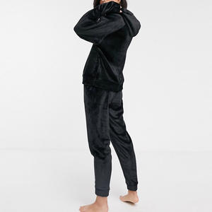 Women Custom <b>Hooded</b> Printed Velour Tracksuits Solid Casual 2 Piece Long Set Breathable Lightweight Comfortable - Product Image 4