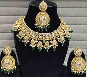 Anti Tarnish Kundan Choker <b>Necklaces</b> Set Wedding Party Wear Jewellery customise available in all shapes and size - Product Image 4