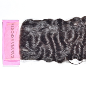 Cutícula alineada 6*6 cierre doble dibujado paquete vietnamita color natural cabello mujeres onda rizo indio extensiones de cabello humano - Product Image 4