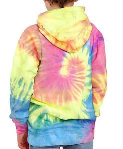 Sweat à capuche en molleton français tie-dye vintage brodé multicolores, mode masculine, hiver, coton élasthanne, sweat à capuche tie-dye - Product Image 4