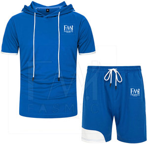 Sudadera con Capucha y Pantalones Cortos de Felpa Tejida para Hombre, de Alta Calidad, Talla Personalizable, 100% Algodón, con Cordón Ajustable - Product Image 4