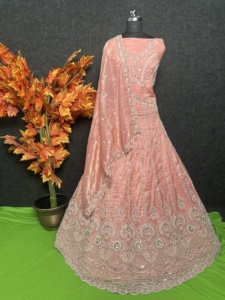 Classic Designer Party Wear Lehenga Heavily Embroidered with Sequins Zari Blouse <b>Net</b> Dupatta for Engagement or Wedding Use - Product Image 6