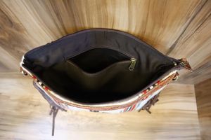 Elegante patrón azteca Jacquard Color Handtooled Fringe Tote Bag para mujer Cierre de cremallera Diseño de logotipo bohemio para viajes - Product Image 5