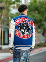 Jaket Varsity Terbaru Kerah Tipis Model Stand Custom Ramah Lingkungan Bolak-Balik Berkualitas Tinggi Pakaian Sekolah Baseball Pria
