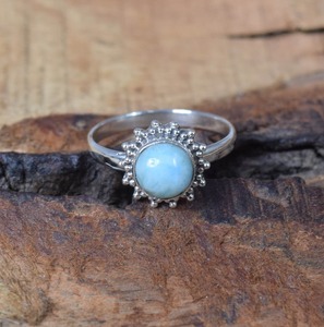 Anillo de Plata de Ley 925 con Piedra Preciosa Larimar, Joyería Hecha a Mano, Estilo Bohemio, para Mujer, Regalo para Chicas - Product Image 4