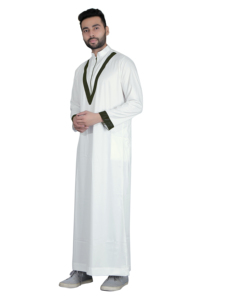 2023 nouveau Thobe arabe Jubba conçoit des vêtements musulmans de Dubaï blanc teint personnalisé hommes Thobe poitrine rayure musulman traditionnel - Product Image 2