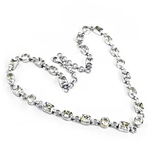 Collier à porter au quotidien, chaîne en argent avec pierres précieuses pour femmes, avec quartz, corail, opale, jade, coquille, agate, turquoise, pierres religieuses - Product Image 2