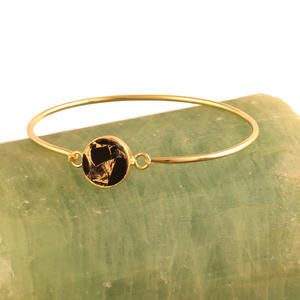 Classy Gold Plated Open Cuff Bracelet for Women Mohave Black <b>Copper</b> Turquoise with Adjustable Design for Wedding or Gift - Product Image 6