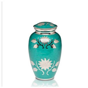 Urne commémorative personnalisée en laiton poli avec motif floral, texte personnalisé et design souvenir - Product Image 3