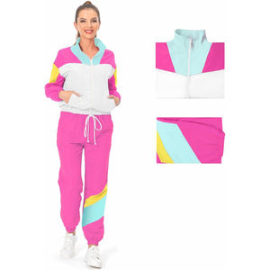 Costume coupe-vent de haute qualité pour femmes nouveau Design ensemble 2 pièces col à capuche respirant taille élastique réglable couleurs contrastées - Product Image 6