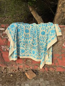 Boho Hand Embroidered Suzani Quilt – Decorative Cotton <b>Bed</b> <b>Cover</b> with Colorful Floral Patterns and Traditional Needlework - Product Image 1
