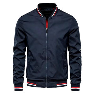 Chaqueta de Primavera de alta calidad para hombre, cazadora informal, bombardero, cuello levantado, cierre de cremallera de talla grande, tela de lana de nailon, estilo de trabajo - Product Image 6