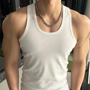 Plus Size Summer Men <b>Vest</b> Sports Slim Elastic Solid Color Sleeveless Tank Top Sweat Absorption Fitness Gym Streetwear Tee - Product Image 3