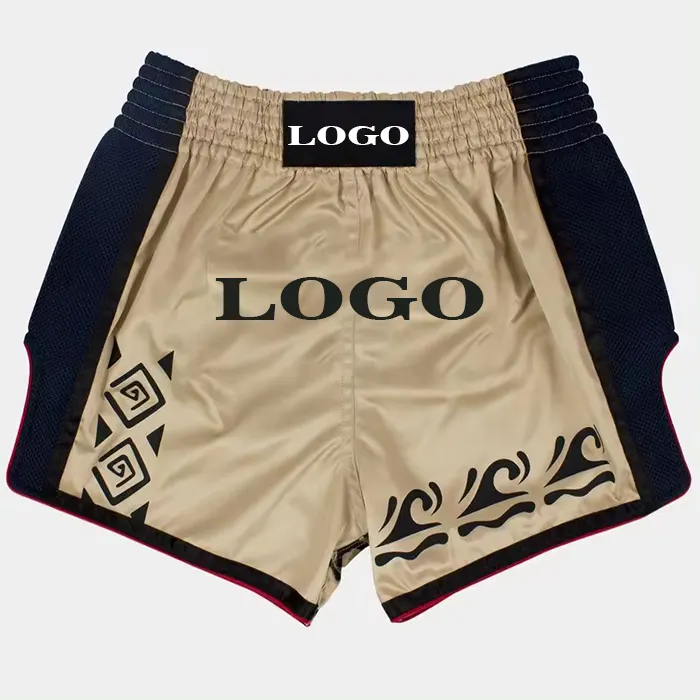 Custom Logo Geborduurd Muay Thai Shorts Kickbokstraining Wedstrijd Korte Mixed Martial Arts Training Wear Muay Thai Shorts