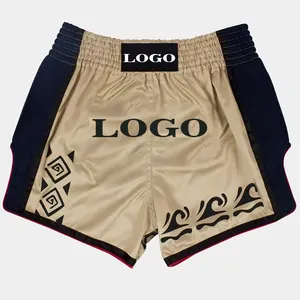 Özel Logo işlemeli Muay Thai şort kickboks eğitim yarışması kısa karışık dövüş sanatları antrenman kıyafeti Muay Thai şort