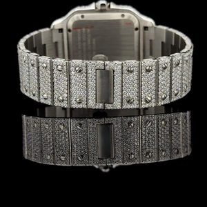 Reloj de Lujo con Movimiento de Cuarzo de Acero Inoxidable, Diamantes Moissanite, Esfera de Cristal y Correa de Oro Amarillo, Claridad VVS - Product Image 4