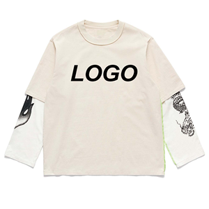 เสื้อยืดแขนยาวสองชั้นแบบกำหนดเองสำหรับผู้ชาย ผ้าฝ้าย 100% แห้งเร็วและระบายอากาศได้ดี - Product Image 2