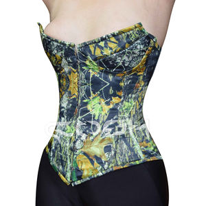 Haut corset overbust à imprimé forêt verte avec baleines en acier réglables - Product Image 3