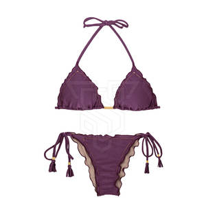 Conjunto de Bikini Sexy de Alta Calidad para Mujer, de 2 Piezas, con Espalda Descubierta y Lazos Laterales Ajustables, Técnica de Teñido Liso - Product Image 5
