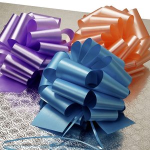 8 Lazos Gigantes de Poliéster con Diseño Floral, Decorativos, Holográficos, de Satén, Organza, Grosgrain, PP, Poliéster y Papel Metálico - Product Image 2