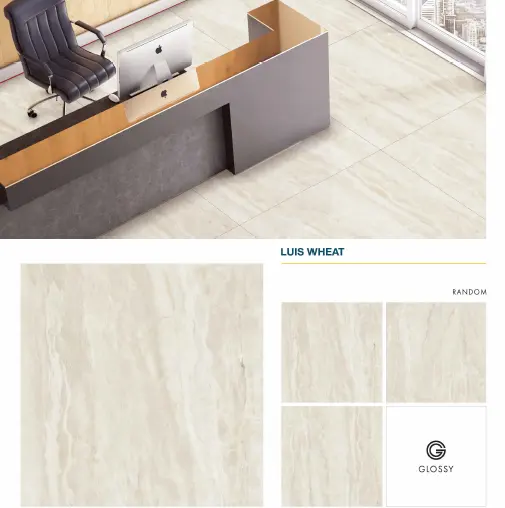 New design tiles in 120 x 120cm Porcelain tiles in glossy surface in "Luis Wheat" tiles for Floor by Novac Ceramic India