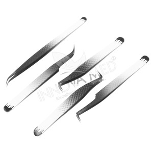 Pinzas de pestañas de acero inoxidable con logotipo personalizado de etiqueta privada 45 75 pinzas de pestañas de 90 grados fibra puntiaguda belleza de calidad superior - Product Image 3