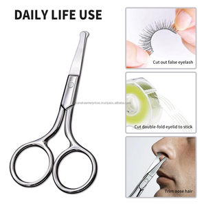 Tijeras para Vello Nasal con Punta Redondeada de Seguridad, Tijeras para Cejas de Acero Inoxidable, Tijeras para Recortar el Vello Facial para Hombres y Mujeres - Product Image 2