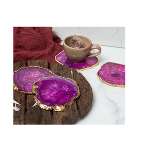 Home Decor Tableware Accessories <b>Agate</b> <b>Coaster</b> With Gold Electroplated <b>Agate</b> Slice at Wholesale Price with Premium Quality - Product Image 1